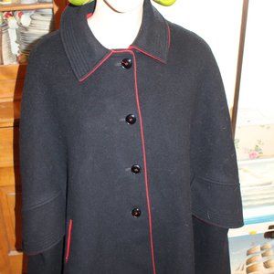 Vintage Black Cape with Red Trim & Lining Very Pretty OS